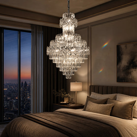 WINDSOR Grande Supremo Crystal Chandelier 14xE14, Διάμετρος 60X90cm, Γυαλιστερό Chrome, Ρυθμιζόμενο ύψος - 09_CC800-600X900CH.png