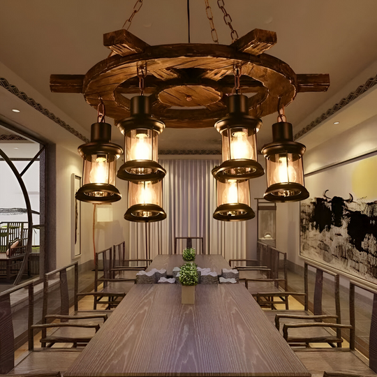Vintage Chandelier LV592/6BK, 6xE27, Rustic Barn, String and Metal, 70cm, Brown Vintage Chandeliers Προεπιλεγμένος τίτλος Alessandro Design