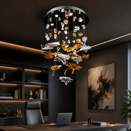 ESIK Crystal LED Πολυέλαιος Elegance, 42W, Κρύο/Ζεστό/Ουδέτερο φως, Μέταλλο και Γυαλί, Χρυσό