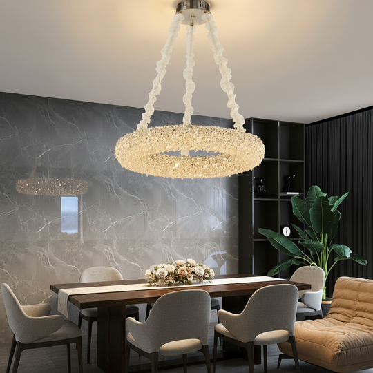Κρυστάλλινος πολυέλαιος με τηλεχειριστήριο, PRAGA Magno, 33W, Θερμό/Κρύο/Ουδέτερο φως, Διάμετρος 55cm, Χρυσός, Ρυθμιζόμενος Ύψος Πολυέλαιος LED με Τηλεχειριστήριο Προεπιλεγμένος τίτλος Alessandro Design