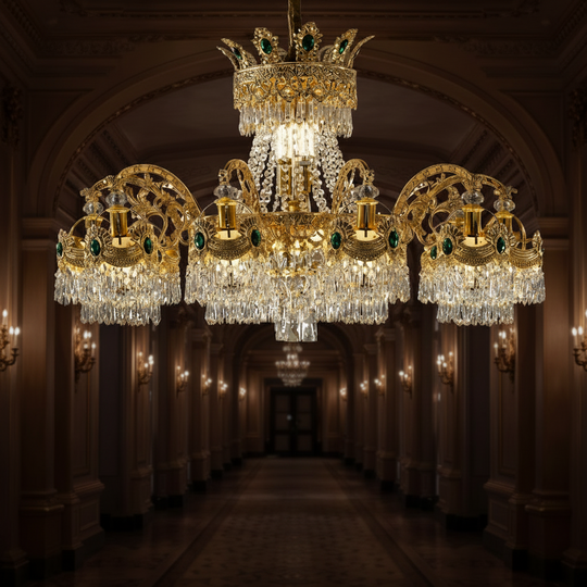 Crystal Chandelier 16xE14, D92cm, Shiny Gold, Ρυθμιζόμενο ύψος, Metal and Crystal Crystal Chandeliers Προεπιλεγμένος τίτλος Alessandro Design