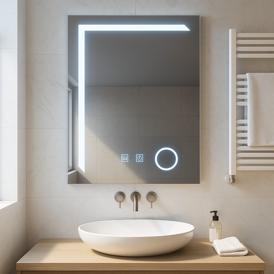 Ορθογώνιος καθρέφτης LED, 50x70cm, Linea Touch, Σύστημα Demister, Dimmable Mirrors Korman E Προεπιλεγμένος τίτλος Alessandro Design