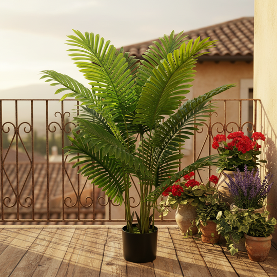 Τεχνητή Areca Φυτό Τύπου Φοίνικα, 12 φύλλα, 120 cm, Πράσινο