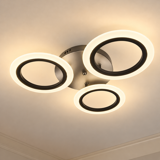 LARGE LED Πολυέλαιος 41W, 3 Κύκλοι, Κρύο/Ζεστό/Ουδέτερο φως, Μαύρο