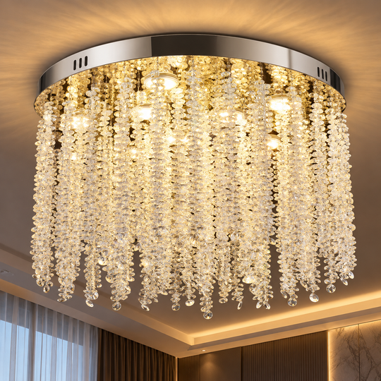 Crystal LED Chandelier LLC215/400WH Στρογγυλός, 22W, Δροσερό/Ζεστό/Ουδέτερο φως, Κρύσταλλο, Χρυσό