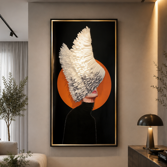 Διακοσμητική ζωγραφική Wings of Light, 80 x 160 cm, γυαλί και MDF