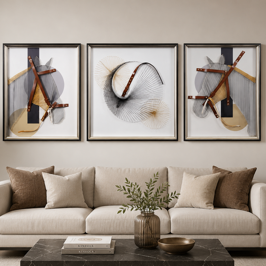 Διακοσμητικός πίνακας The Elegance of Horses, 60 x 80 cm + 80 x 80 cm + 60 x 80 cm, Γυαλί και MDF
