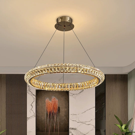 Πολυέλαιος LED με τηλεχειριστήριο, LLC132/500GD, κρύσταλλο και μέταλλο, 26W, 1 κύκλος, με δυνατότητα ρύθμισης ρύθμισης ύψους, δροσερό/θερμό/ουδέτερο φως, πολυέλαιοι φωτισμού LED με τηλεχειριστήριο Προεπιλεγμένος τίτλος Alessandro Design