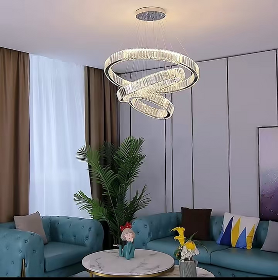 Πολυέλαιος LED με Τηλεχειριστήριο LLC130/3CH, κρύσταλλο και μέταλλο, 119W, 3 κύκλοι, ρυθμιζόμενο, ρυθμιζόμενο ύψος, δροσερό/θερμό/ουδέτερο φως, πολυτελής φωτισμός Πολυέλαιοι LED με τηλεχειριστήριο Προεπιλεγμένος τίτλος Alessandro Design