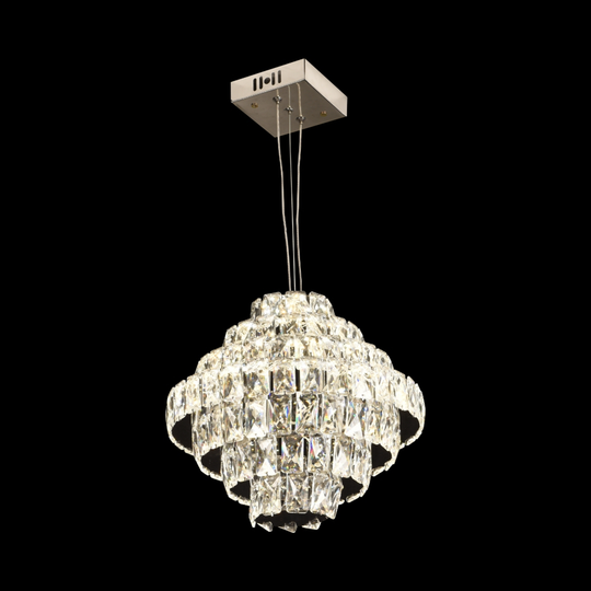 Opal Crystal Chandelier με τηλεχειριστήριο, 60W, Διάμετρος 35 cm, 3000K/4000/6000K, Γυαλιστερό Chrome, Ρυθμιζόμενο ύψος Crystal Chandeliers Προεπιλεγμένος τίτλος Alessandro Design
