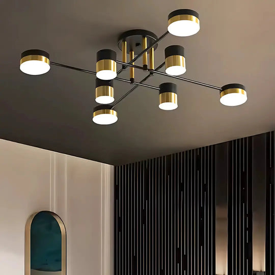Πολυέλαιος LED με Τηλεχειριστήριο MARIO, 32W, 8 Στοιχεία, Κρύο/Ζεστό/Ουδέτερο φως, Ρυθμιζόμενο, Μαύρο/χρυσό LED Πολυέλαιοι με τηλεχειριστήριο Προεπιλεγμένος τίτλος Alessandro Design