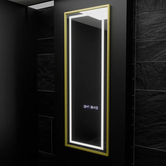 Ορθογώνιος καθρέφτης LED, 45x140 εκ., Elena Marcello Αισθητήρας ραντάρ, Σύστημα αποθολώματος, Ρολόι & Θερμόμετρο, Dimabila, Καθρέφτες ντυσίματος Couture Προεπιλεγμένος τίτλος Alessandro Design