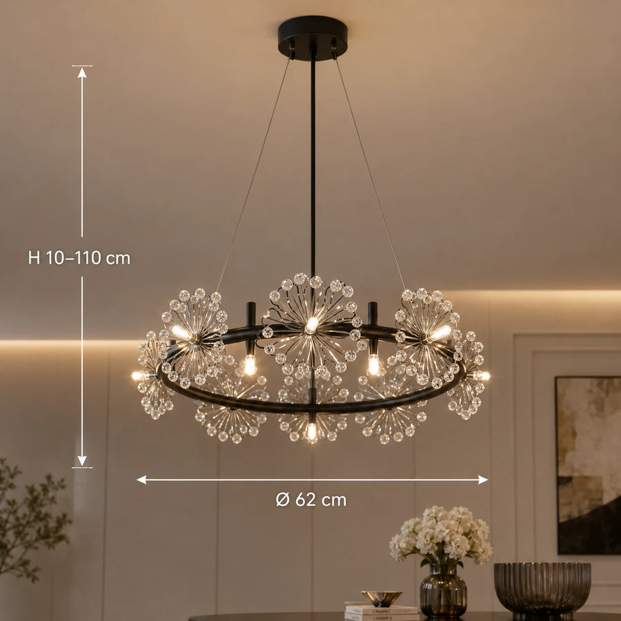 PETERHOF Magno Crystal Chandelier, Διάμετρος 62cm, 20X G4, Μαύρο, Ρυθμιζόμενο Ύψος - 01_CC167-600BK.png