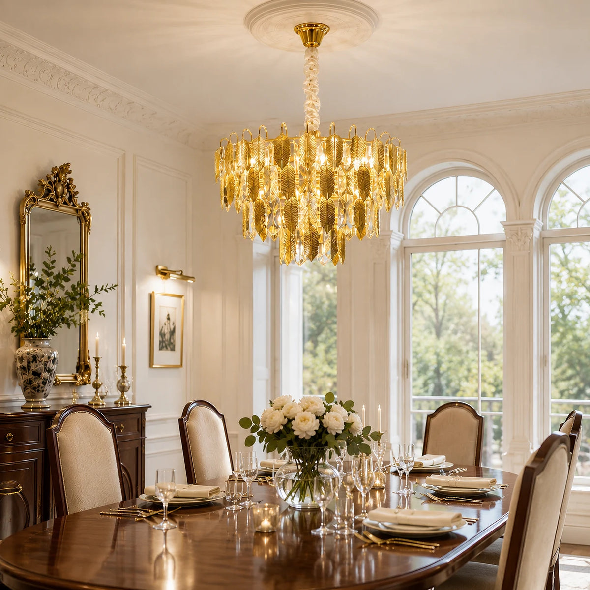 Crystal Chandelier VENARIA 8x E14, Διάμετρος 50cm, Γυαλιστερό Χρυσό, Ρυθμιζόμενο Ύψος - 01_CC8052-500GD.png
