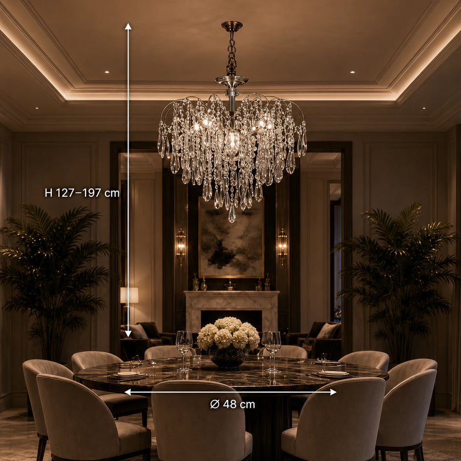 Crystal Chandelier CC9324/5CH, 5x E14, Diameter 48cm, Chrome - 01_CC9324-5CH.png