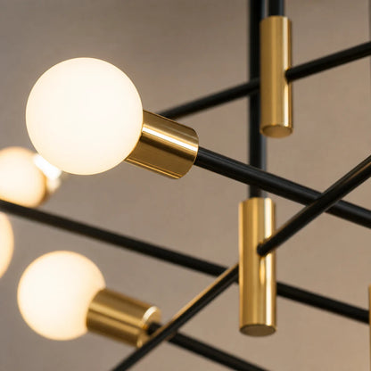 Gentile Modernist Chandelier, 4x E27, Black and Gold, Modern Design - 02_LC362-4BKGD.png
