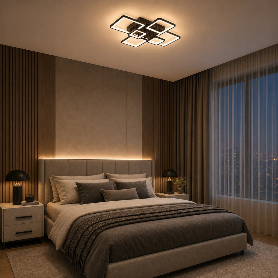 Πολυέλαιος LED με τηλεχειριστήριο ELLA 120W, 6 Τετράγωνα, Κρύο/Ζεστό/Ουδέτερο φως, Ρυθμιζόμενο, Μαύρο, Μεταλλικό και Ακρυλικό - 03_LT130-6BK.png