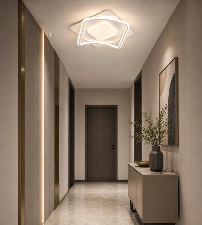 Πολυέλαιος LED με τηλεχειριστήριο MODERNO 53W, 2 τετράγωνα, κρύο/θερμό/ουδέτερο φως, ρυθμιζόμενο, λευκό - LT634-500P_place_hallway.png