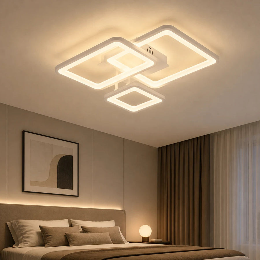 Πολυέλαιος LED με τηλεχειριστήριο ZOE, 60W, 3 τετράγωνα, κρύο/θερμό/ουδέτερο φως, ρυθμιζόμενο, λευκό, μέταλλο και ακρυλικό - LT808-3WH_bedroom.png