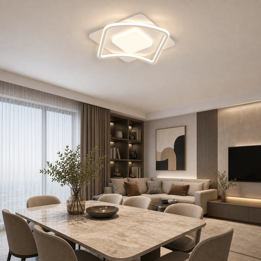 Πολυέλαιος LED με τηλεχειριστήριο MODERNO 53W, 2 τετράγωνα, κρύο/θερμό/ουδέτερο φως, ρυθμιζόμενο, λευκό - LT634-500P_place_living.png
