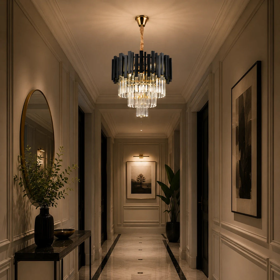 BLOIS Petito Crystal Chandelier 3xE14, Διάμετρος 30cm, Μαύρο, Ρυθμιζόμενο Ύψος - 05_CC110:300BK.png