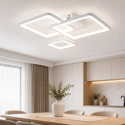 Πολυέλαιος LED με τηλεχειριστήριο ZOE, 60W, 3 τετράγωνα, κρύο/θερμό/ουδέτερο φως, ρυθμιζόμενο, λευκό, μέταλλο και ακρυλικό - LT808-3WH_dining.png