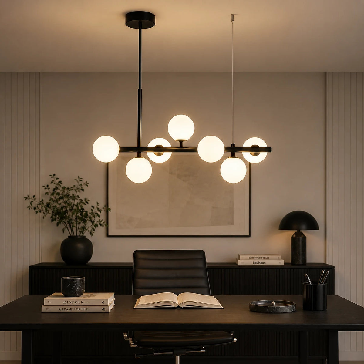 Πολυέλαιος μοντέρνος λαμπτήρας LOFT Pavilion, 7x G9, Μαύρος, Μεταλλικός, Ρυθμιζόμενος Ύψος - 06_LC800-7BK.png