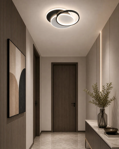 Πολυέλαιος LED με τηλεχειριστήριο CHIARA 67W, 3 κύκλοι, κρύο/θερμό/ουδέτερο φως, ρυθμιζόμενο, μαύρο - LT633-500R_place_hallway.png