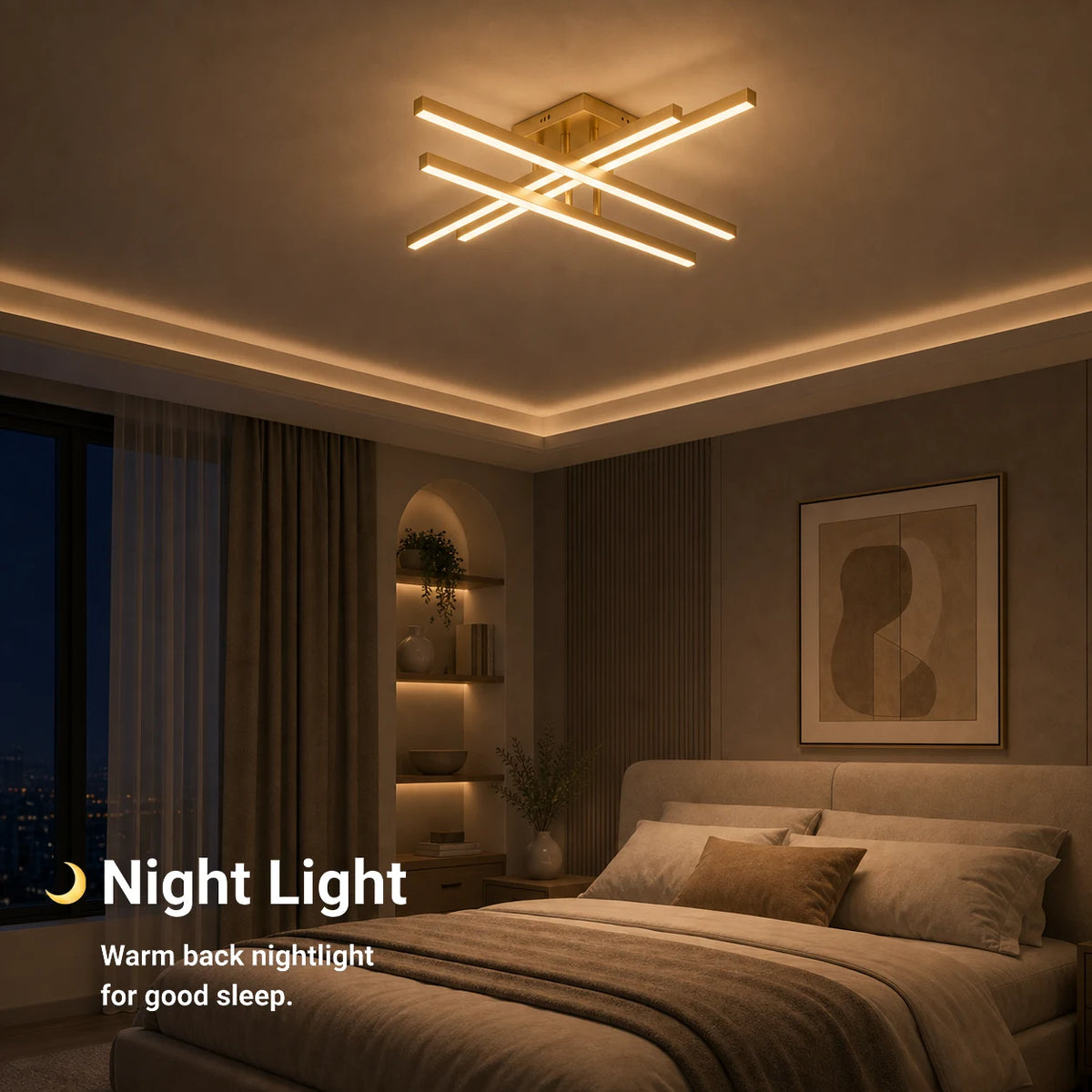 Πολυέλαιος LED με Τηλεχειριστήριο LINEX, 53W, Light 3000K/4000K/6000K, Dimmable, Gold - 07_LT171-4GD.png