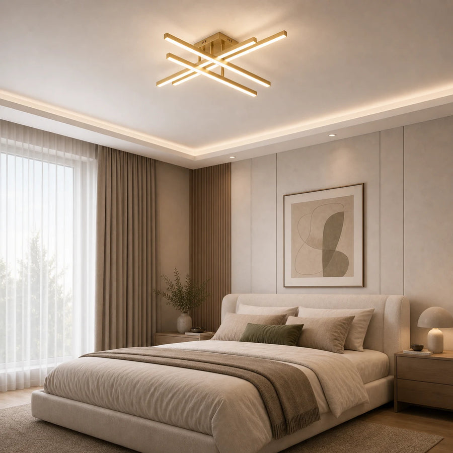 Πολυέλαιος LED με τηλεχειριστήριο LINEX, 53W, Light 3000K/4000K/6000K, Dimmable, Gold - 08_LT171-4GD.png