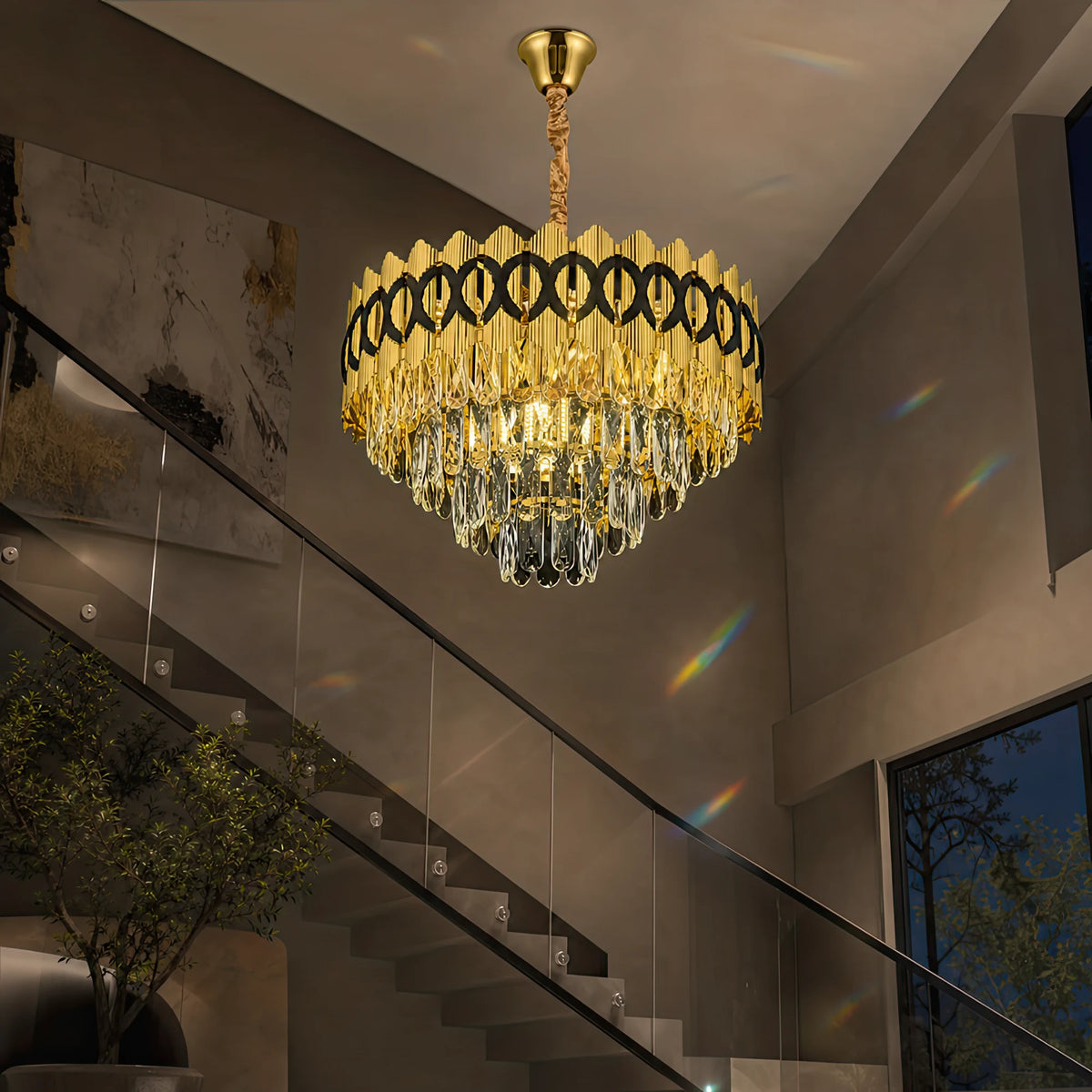 PIERREFONDS Elegance Crystal Chandelier 8x E14, Διάμετρος 48,5cm, Γυαλιστερό Χρυσό, Ρυθμιζόμενο Ύψος - 09_CC8942-500.png