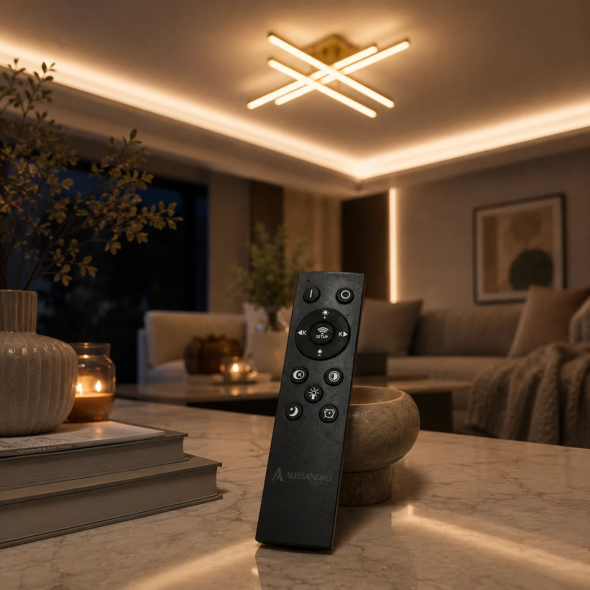 Πολυέλαιος LED με Τηλεχειριστήριο LINEX, 53W, Light 3000K/4000K/6000K, Dimmable, Gold - 10_LT171-4GD.png