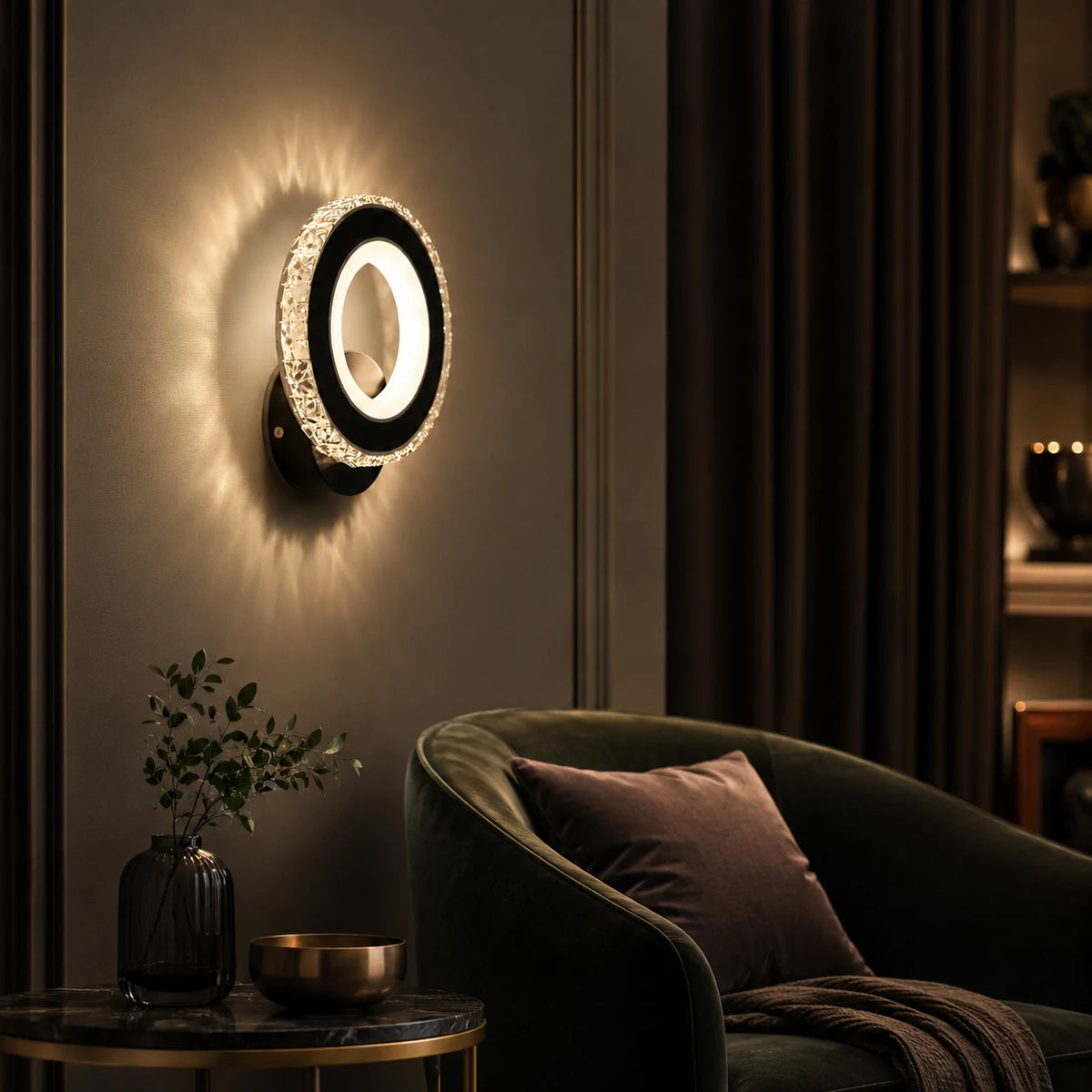 Φωτιστικό τοίχου NOVA Rotonda LED, 16W, Μαύρο & ανοξείδωτο, Θερμό/Ψυχρό/Ουδέτερο φως - 11_AL073-1BK.png