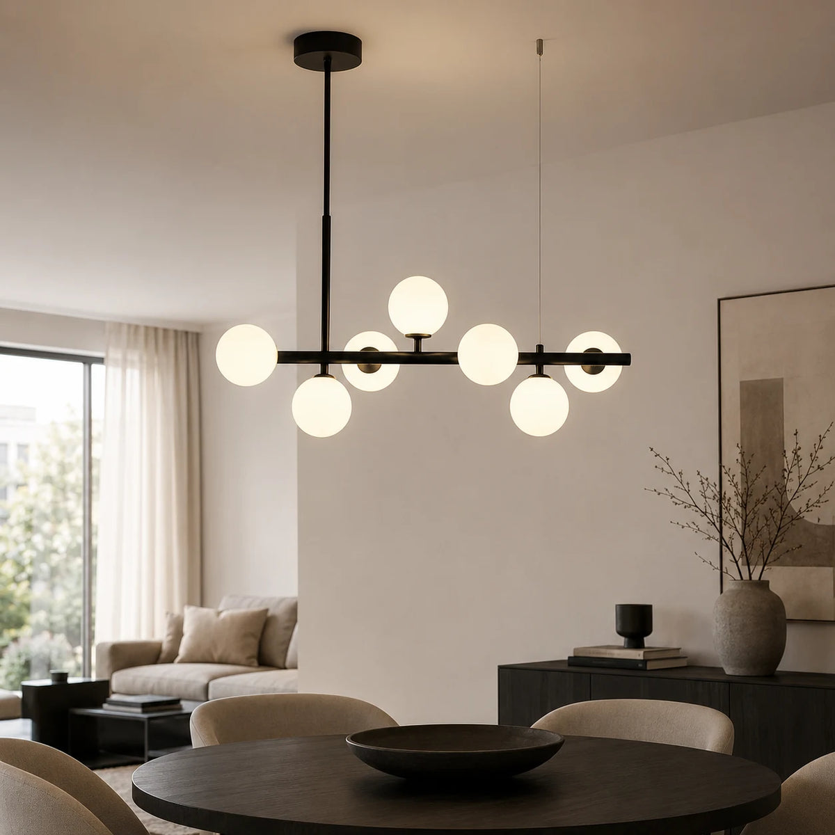 Πολυέλαιος μοντέρνος λαμπτήρας LOFT Pavilion, 7x G9, Μαύρος, Μεταλλικός, Ρυθμιζόμενος Ύψος - 11_LC800-7BK.png