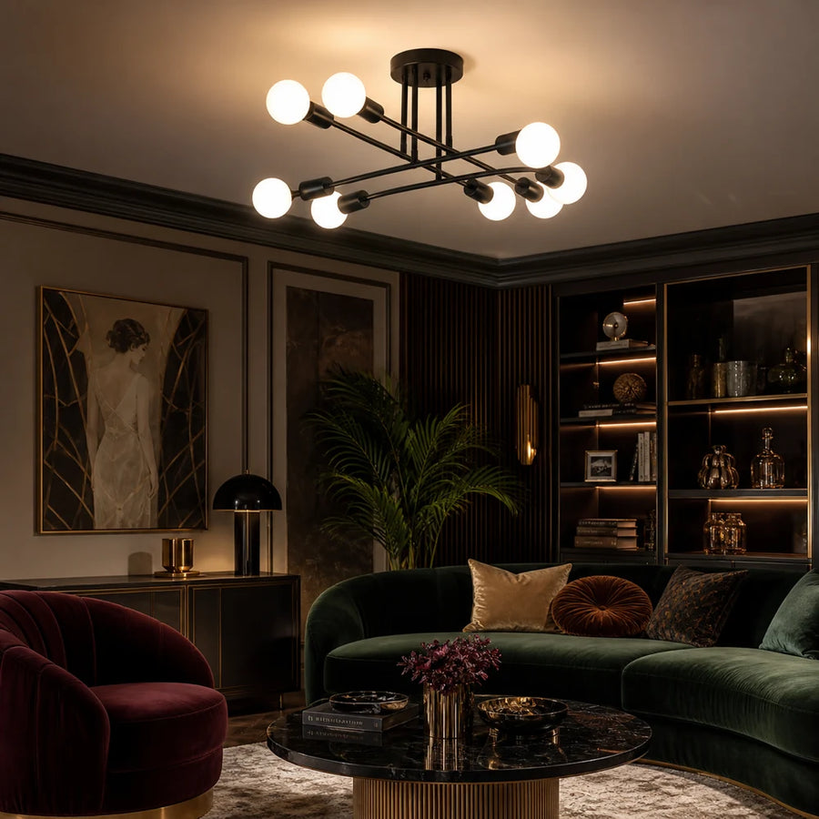 Classic Modernist Octa Chandelier, 8x E27, Black, Modern Design, Metal, Without Shade - 07_LC360-8BK.png