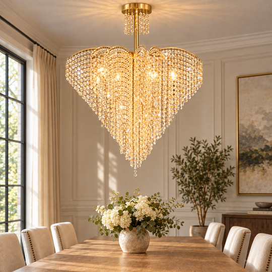 Πολυέλαιος Ander Crystal, 8xE14, Διάμετρος 70 cm, Χρυσός, Μέταλλο και Κρύσταλλο