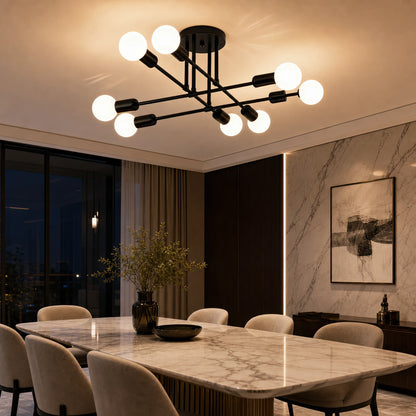 Classic Modernist Octa Chandelier, 8x E27, Black, Modern Design, Metal, Without Shade - 15_LC360-8BK.png