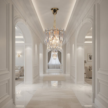 Crystal Chandelier VELVET Petito, 3xE14, D30 cm, Χρυσό, Ρυθμιζόμενο Ύψος, Μέταλλο και Κρύσταλλο