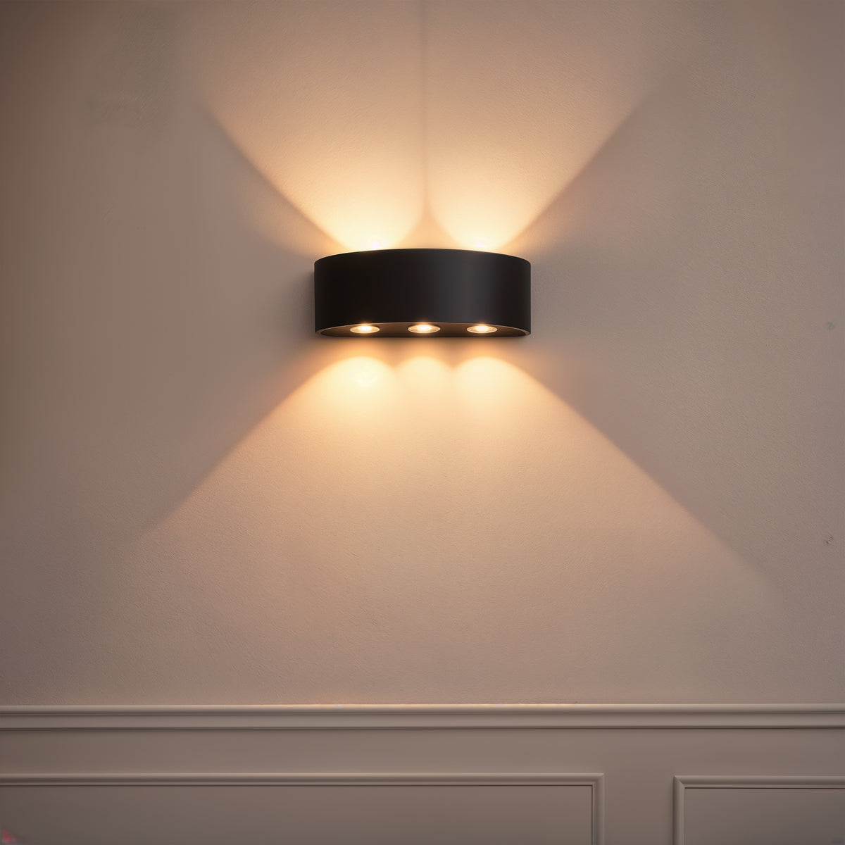 Ellis Εξωτερικό φως τοίχου LED, 6W, 6 πηγές φωτός, ζεστό φως, μαύρα φώτα τοίχου εξωτερικού χώρου Προεπιλεγμένος τίτλος Alessandro Design