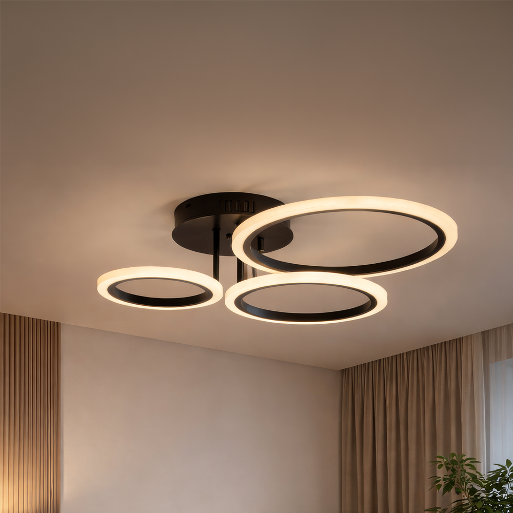 Πολυέλαιος LED με τηλεχειριστήριο BETTY 40W, 3 κύκλοι, κρύο/θερμ/ουδέτερο φως, ρυθμιζόμενο, μαύροι πολυέλαιοι LED με τηλεχειριστήριο Προεπιλεγμένος τίτλος Alessandro Design