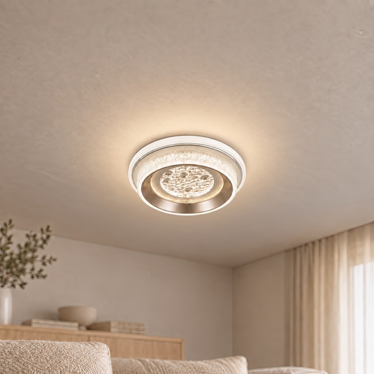 Πολυέλαιος KALESO Petito LED, 37W, Διάμετρος 24,5cm, Ζεστό/Ουδέτερο/Ψυχρό φως, Λευκό, Μεταλλικό και Κρύσταλλο