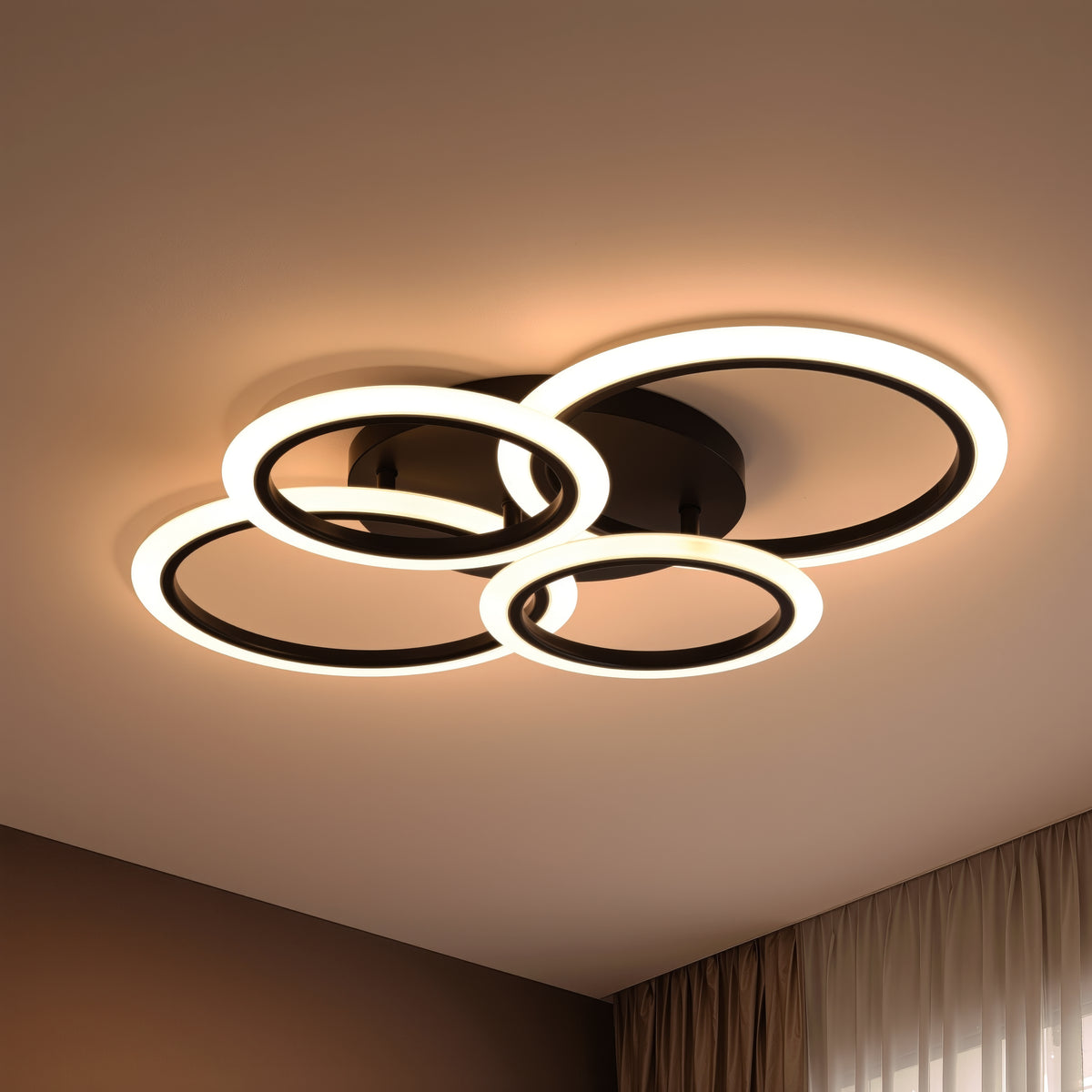 Πολυέλαιος LED με τηλεχειριστήριο BETTY 43W, 4 κύκλοι, κρύο/θερμό/ουδέτερο φως, ρυθμιζόμενο, μαύροι πολυέλαιοι LED με τηλεχειριστήριο Προεπιλεγμένος τίτλος Alessandro Design