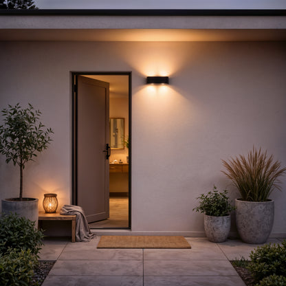 Ellis Εξωτερικό φως τοίχου LED, 6W, 6 πηγές φωτός, ζεστό φως, μαύρα φώτα τοίχου εξωτερικού χώρου Προεπιλεγμένος τίτλος Alessandro Design