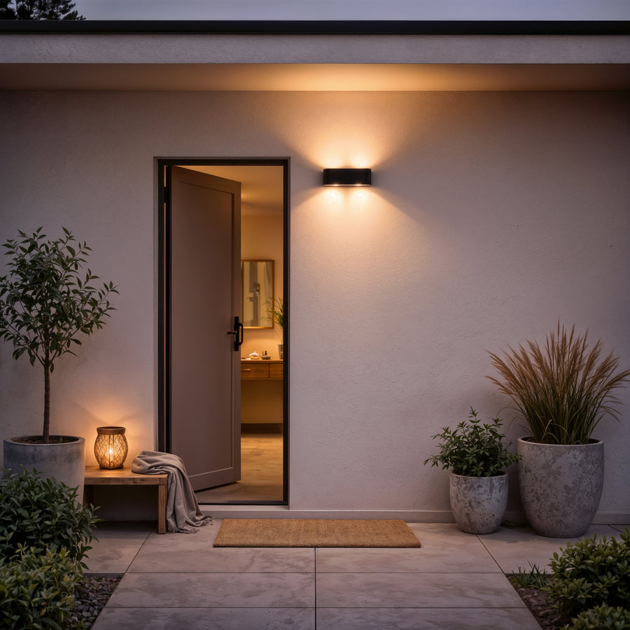 Ellis Εξωτερικό φως τοίχου LED, 6W, 6 πηγές φωτός, ζεστό φως, μαύρα φώτα τοίχου εξωτερικού χώρου Προεπιλεγμένος τίτλος Alessandro Design