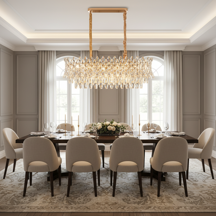 Crystal Chandelier MONARCH Supremo 14xE14, Μέγεθος 100x35 cm, Ύψος 38 cm, Γυαλιστερό χρυσό, Ρυθμιζόμενο ύψος, Κομψή σχεδίαση Crystal Chandelier Προεπιλεγμένος τίτλος Alessandro Design