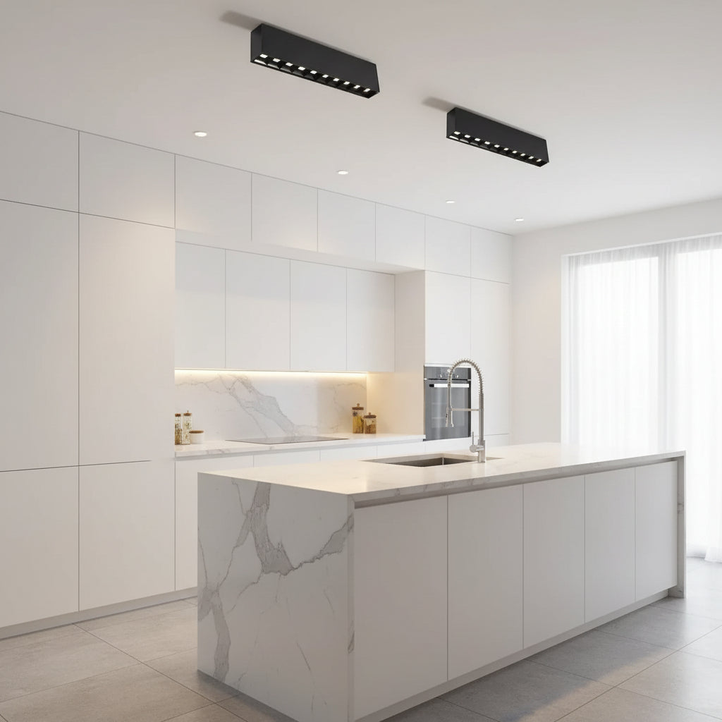 Γραμμικό πλέγμα προβολέα LED Εφαρμοσμένο 15 W, ουδέτερο φως 4000K, 10 πηγές, 27 x 3,5 x 6,5 cm φώτα οροφής LED Προεπιλεγμένος τίτλος Alessandro Design