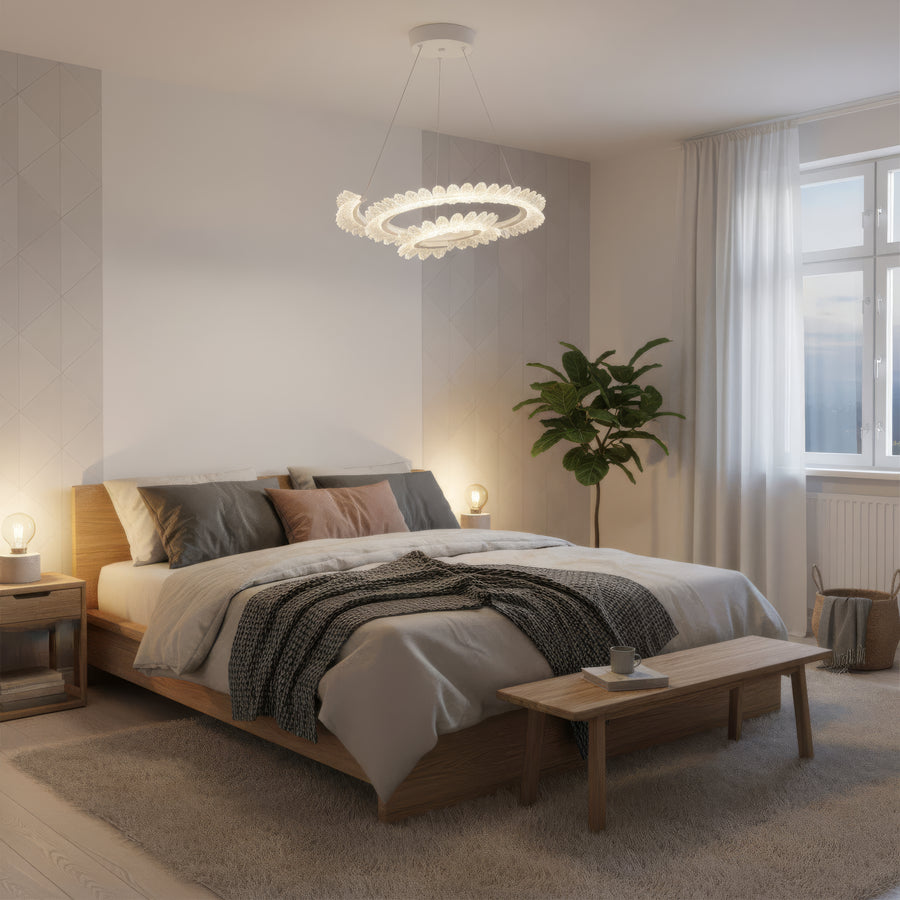 Πολυέλαιος LED με Τηλεχειριστήριο LT188WH, κρύσταλλο και μέταλλο, 40W, ρυθμιζόμενο, ρυθμιζόμενο ύψος, δροσερό/θερμό/ουδέτερο φως, πολυέλαιοι LED πολυτελείας φωτισμού με τηλεχειριστήριο προεπιλεγμένος τίτλος Alessandro Design