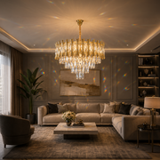 Crystal Chandelier HAMPTON Petito 3xE14, Diameter 30cm, Shiny Gold, Ρυθμιζόμενο ύψος Crystal Chandelier Προεπιλεγμένος τίτλος Alessandro Design