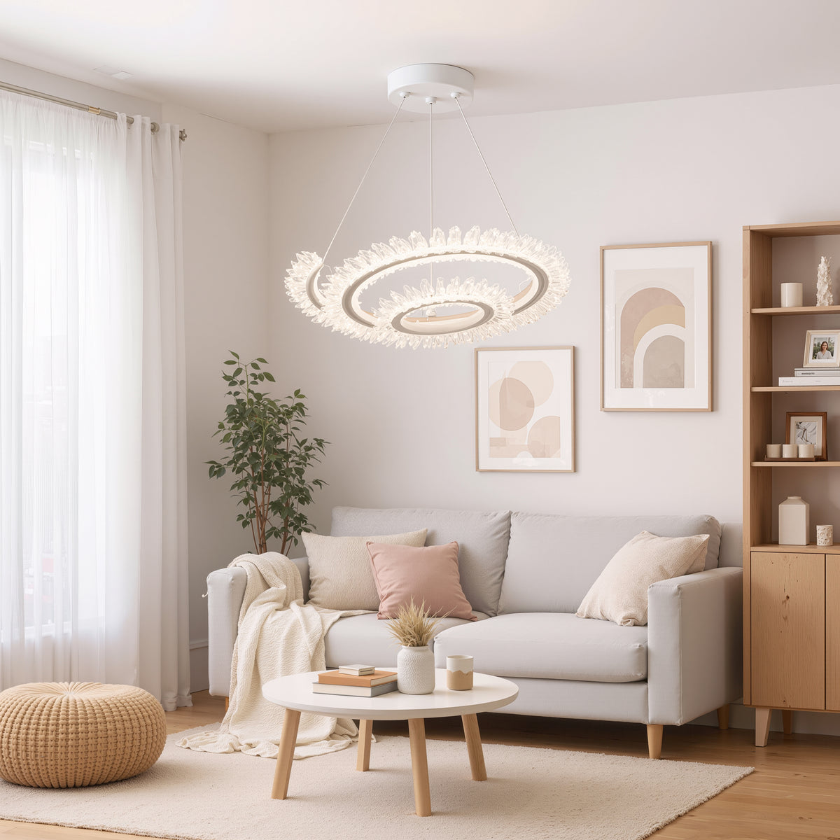 Πολυέλαιος LED με Τηλεχειριστήριο LT188WH, κρύσταλλο και μέταλλο, 40W, ρυθμιζόμενο, ρυθμιζόμενο ύψος, δροσερό/θερμό/ουδέτερο φως, πολυέλαιοι LED πολυτελείας φωτισμού με τηλεχειριστήριο προεπιλεγμένος τίτλος Alessandro Design