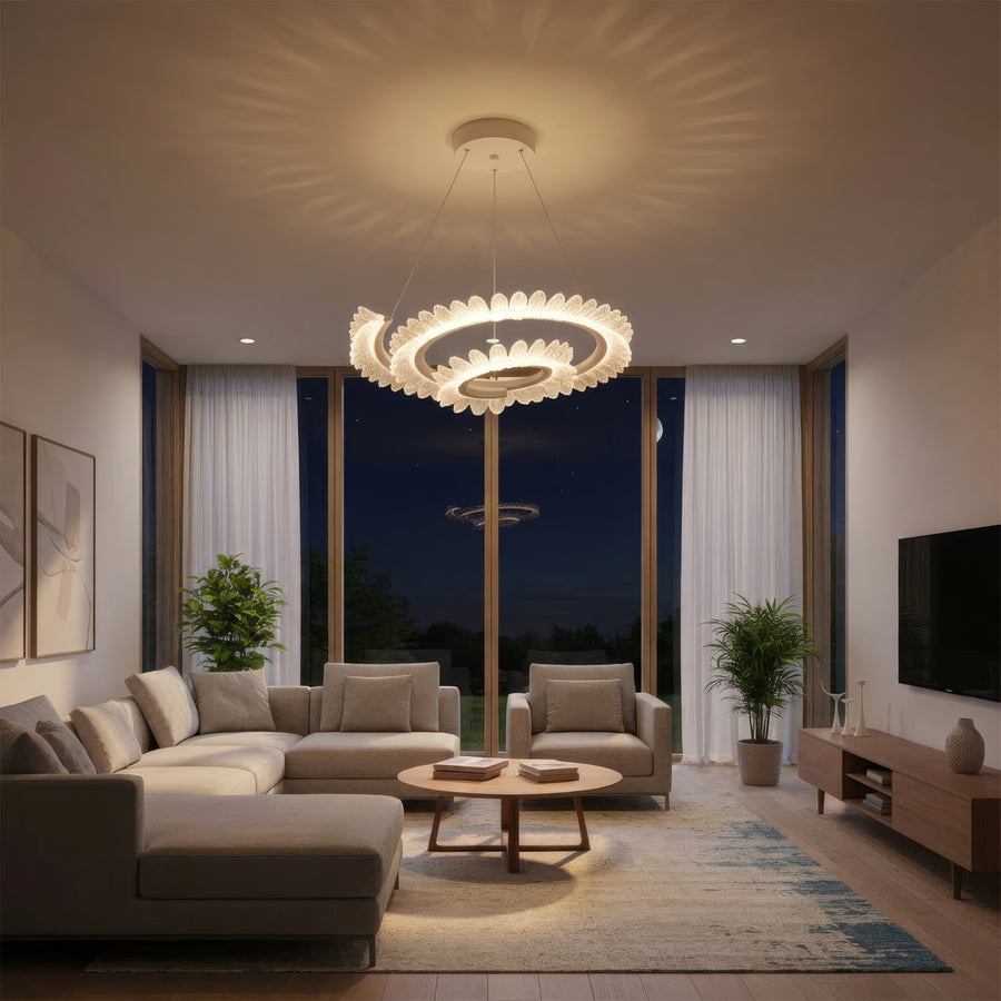 Πολυέλαιος LED με Τηλεχειριστήριο LT188WH, κρύσταλλο και μέταλλο, 40W, ρυθμιζόμενο, ρυθμιζόμενο ύψος, δροσερό/θερμό/ουδέτερο φως, πολυέλαιοι LED πολυτελείας φωτισμού με τηλεχειριστήριο προεπιλεγμένος τίτλος Alessandro Design